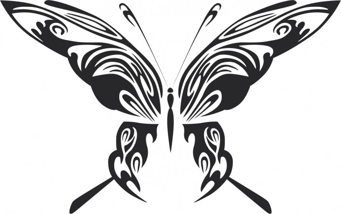 Скачать dxf - Стилизованная бабочка клипарт бабочки векторные трафарет бабочки стилизованная