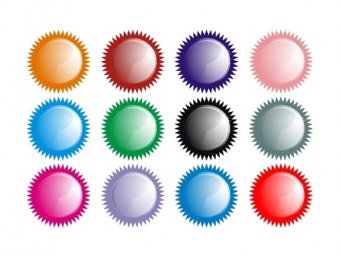Разноцветные стикеры зубчатый круг цветной вектор векторный клипарт вектор