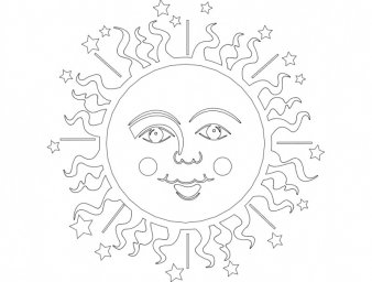 Скачать dxf - Солнце и луна для раскрашивания орнамент солнце луна