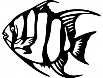 Скачать dxf - Наклейка скелет рыбы логотип скелет рыбы трафарет наклейка