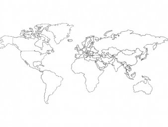 Скачать dxf - Контурная карта мира черно белая карта мира со