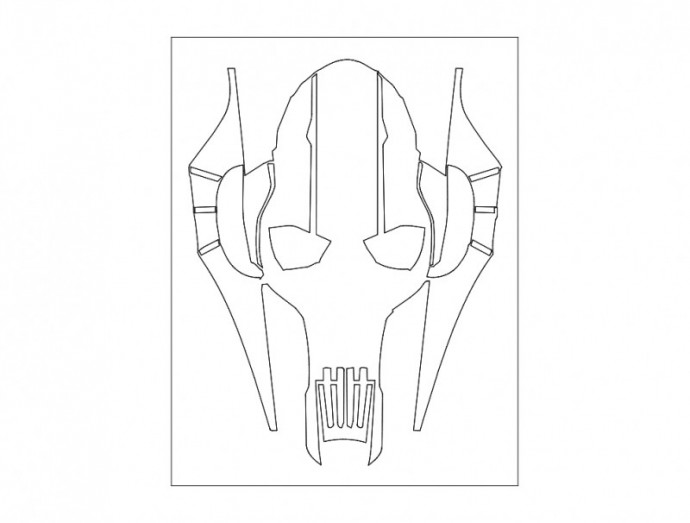Скачать dxf - Чертеж маски из бумаги чертеж маски гривус трафарет