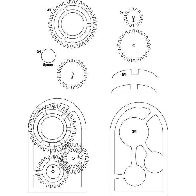 Скачать dxf - Шестеренки шаблоны для скрапбукинга шестеренки часов из фанеры
