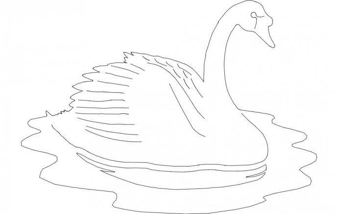 Скачать dxf - Рисунок лебедя лебедь разукрашка лебедь раскраска для детей