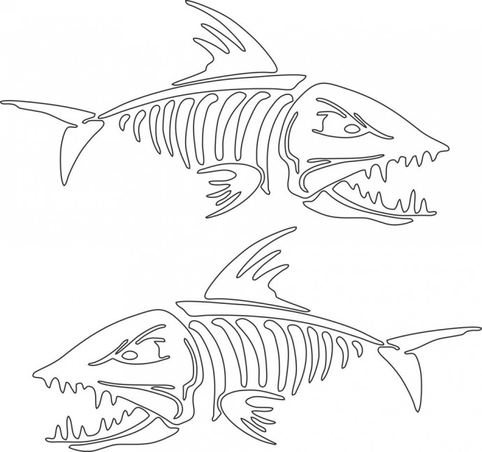 Скелет рыбы скелет рыбы раскраска раскраска акула наклейка скелет рыбы
