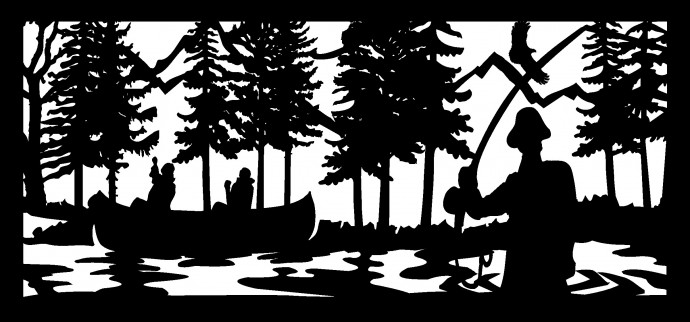 Скачать dxf - Силуэты трафарет лес иллюстрация силуэтная живопись рисунки для