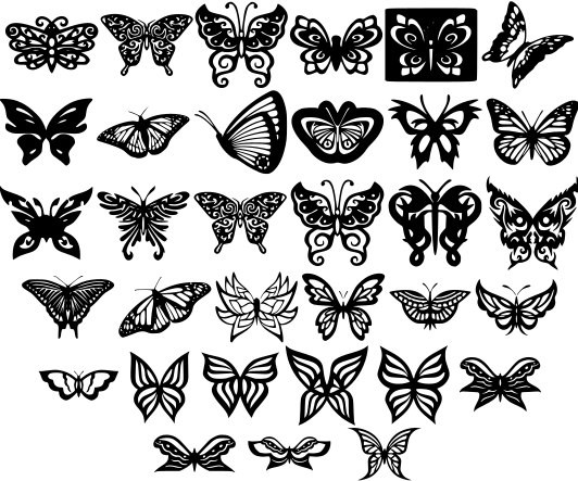 Скачать dxf - Стилизованная бабочка бабочки орнаменты и узоры бабочки вектор