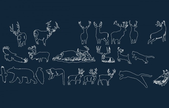 Скачать dxf - Иллюстрации животные dwg животные dwg cad рисунки для