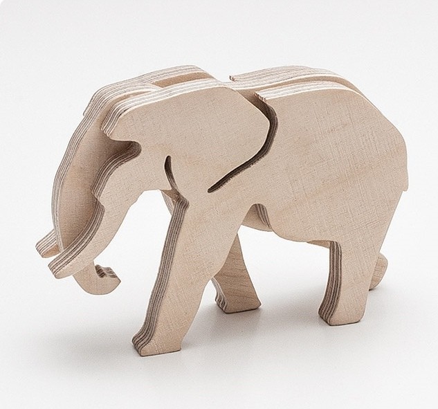 Скачать dxf - Деревянные игрушки слон деревянный конструктор животные 3d пазл