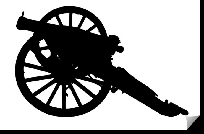 Скачать dxf - Пушка векторное изображение колесо пушки силуэт военное оружие