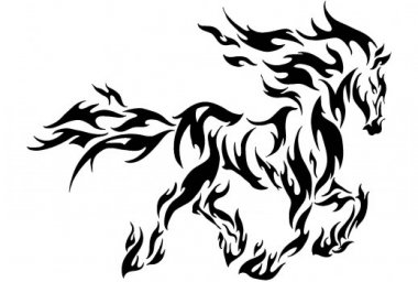 Скачать dxf - Огненный конь для вырезания тату рисунки рисунки для