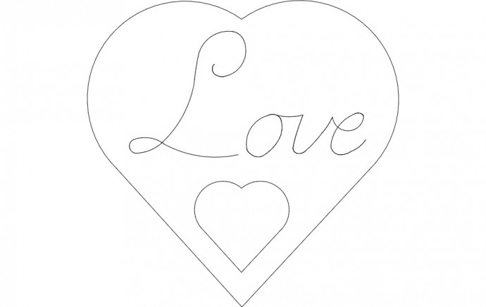 Скачать dxf - Сердце пазл шаблон контур сердце символ любви раскраски