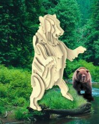 Скачать dxf - Деревянная модель медведь 3d конструктор из дерева медведь