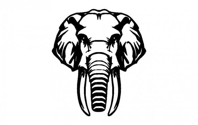 Скачать dxf - Слон трафарет эскиз слона голова слона рисунок слона