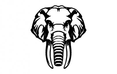 Скачать dxf - Слон трафарет эскиз слона голова слона рисунок слона