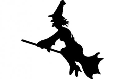 Скачать dxf - Хэллоуин ведьма наклейка ведьма на метле ведьма силуэт