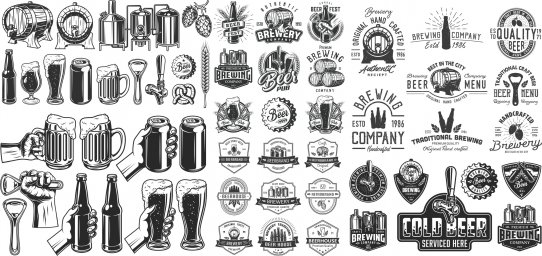 Винтажные логотипы логотипы дизайн пивные логотипы значок пиво пиво иллюстрация