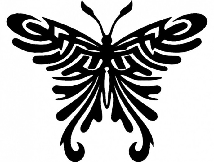 Скачать dxf - Трафарет бабочки тату контурные бабочки эскизы татуировок бабочки