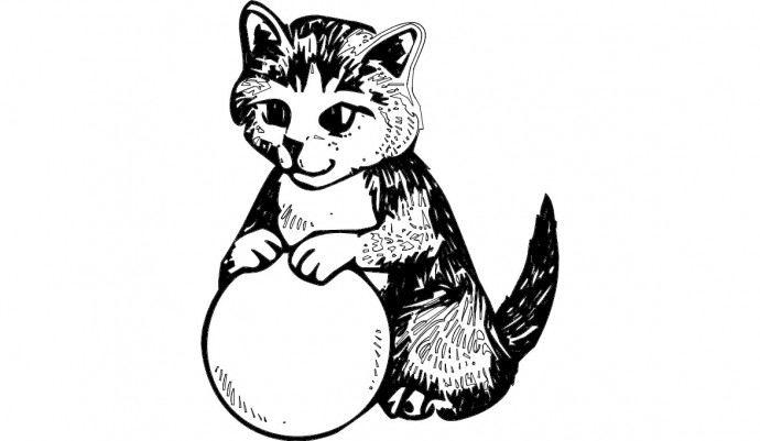 Скачать dxf - Раскраски котики рисунок кошки для раскрашивания с мячом