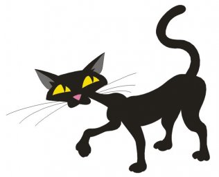 Черная кошка мультяшная мультипликационная кошка кошка контур кошки черный кот