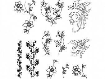 Скачать dxf - Рисунок для вышивки цветы схемы и рисунок татуировки