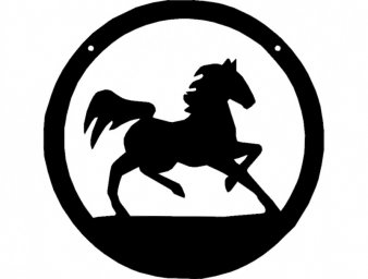 Скачать dxf - Значок лошадка трафарет конь эмблема силуэт лошади круглый