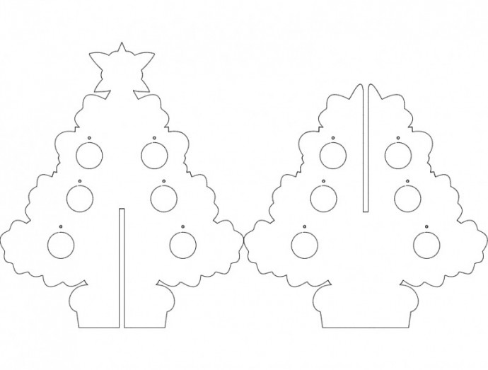 Скачать dxf - Новогодняя елка из фанеры схема елка шаблон елочка