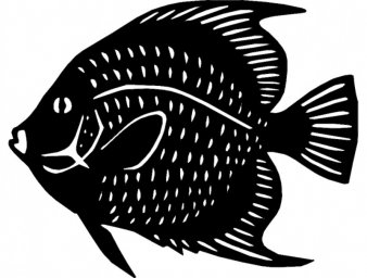 Скачать dxf - Силуэт рыбы эскиз рыбы стилизация рыб черные арт