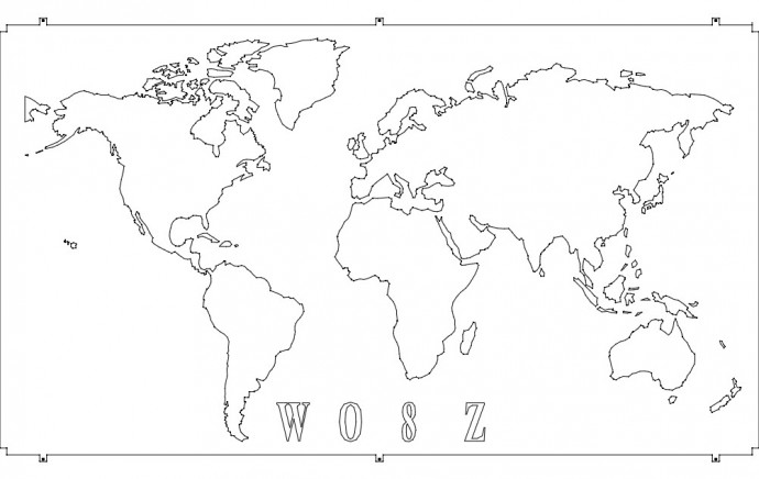 Скачать dxf - Карта мира контур контурная карта мира континенты карта
