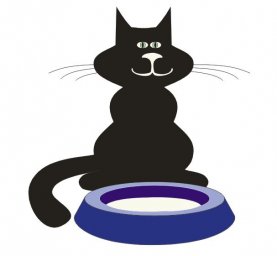 Кот с миской рисунок кот с миской молока кошка вектор