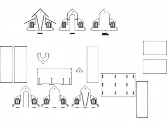 Скачать dxf - Домик из картона схема шаблон домики из картона