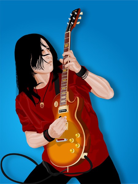 Гитарист рокер с гитарой рок гитарист гитара гитарист вектор 5266