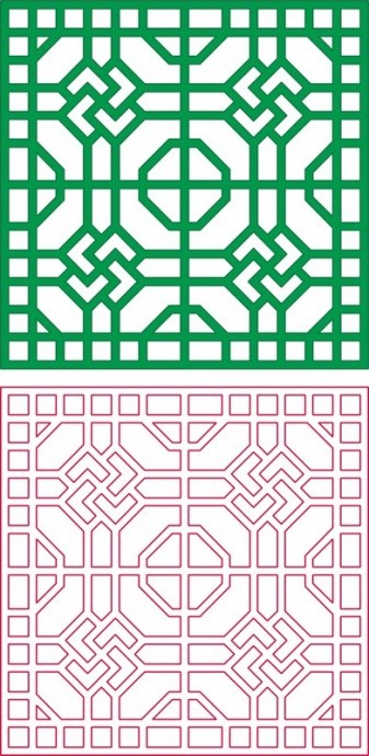 Скачать dxf - Геометрический узор китайский орнамент геометрия орнамент узор квадратный