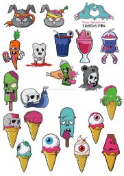 Персонаж мороженое кавайные наклейки стикеры для распечатки цветные милые наклейки