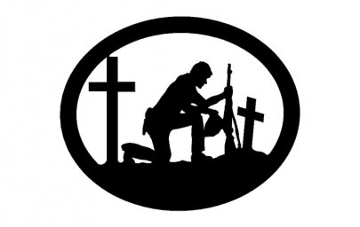 Скачать dxf - Силуэт солдат на колене силуэт бойца с крестом