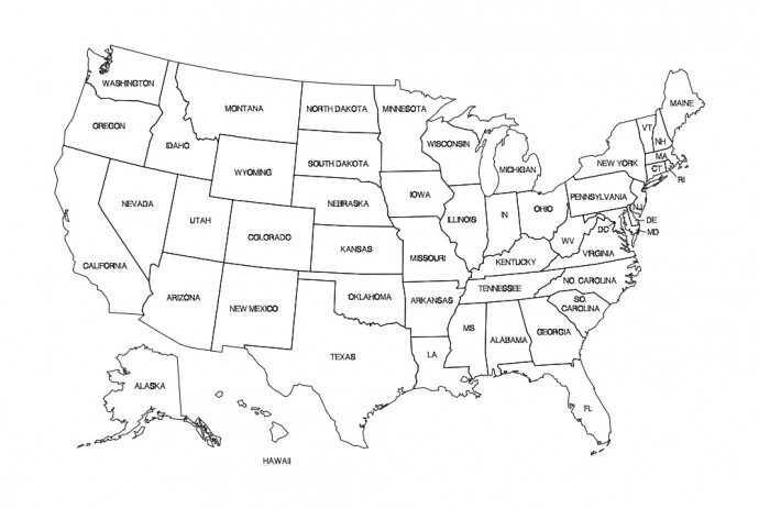 Скачать dxf - Контурная карта штатов сша карта сша со штатами