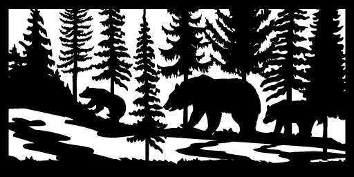 Скачать dxf - Силуэты медведя с лесом лес медведь dxf трафареты