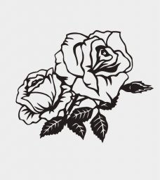 Трафарет розы стилизованная роза рисунок цветы черный контур трафарет