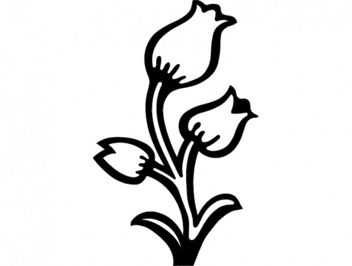 Скачать dxf - Трафарет тюльпан стилизованный цветок вектор силуэт тюльпан цветы