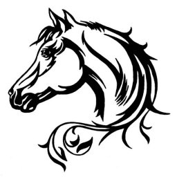 Скачать dxf - Тату лошади зарисовки эскиз лошади наклейка голова лошади