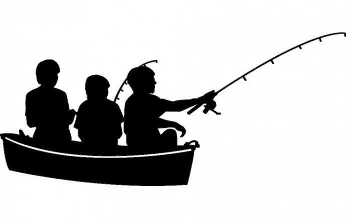 Скачать dxf - Рыбак в лодке силуэт силуэт рыбалка на лодке