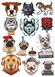 Стикеры животные рисунок собаки на наклейку для одежды стикеры милые