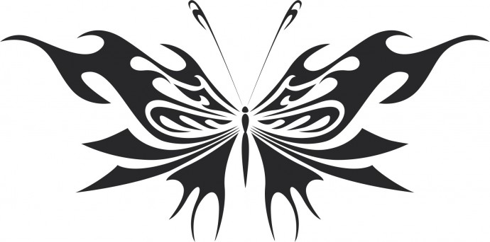 Скачать dxf - Силуэт бабочка трибал бабочки векторные эскизы татуировок бабочки