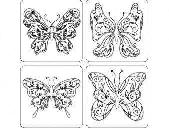 Скачать dxf - Рисунки бабочки стилизаци вытынанки бабочки ажурные бабочки ажурные
