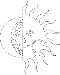 Скачать dxf - Раскраска солнце и луна солнце трафарет шаблон шаблоны