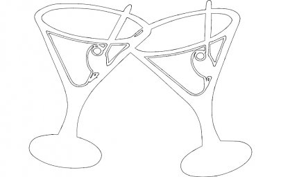 Скачать dxf - Рисунок раскраска фужеры коктейль трафареты шаблоны эскизы бокал