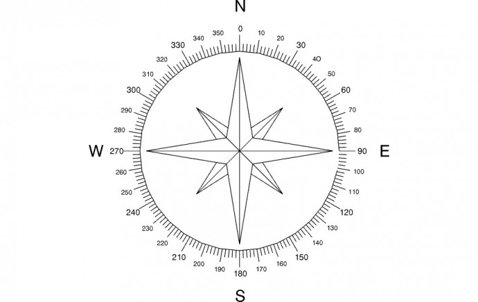 Скачать dxf - Компас без стрелки рисунок компас шкала северо восток