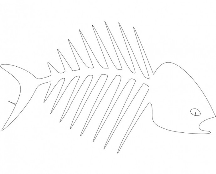 Скачать dxf - Скелет рыбы контур трафарет скелет рыбы шаблоны мультяшный
