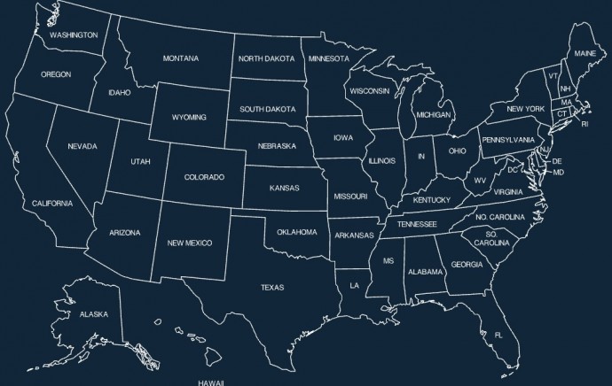 Скачать dxf - Карта сша со штатами черно белая карта сша