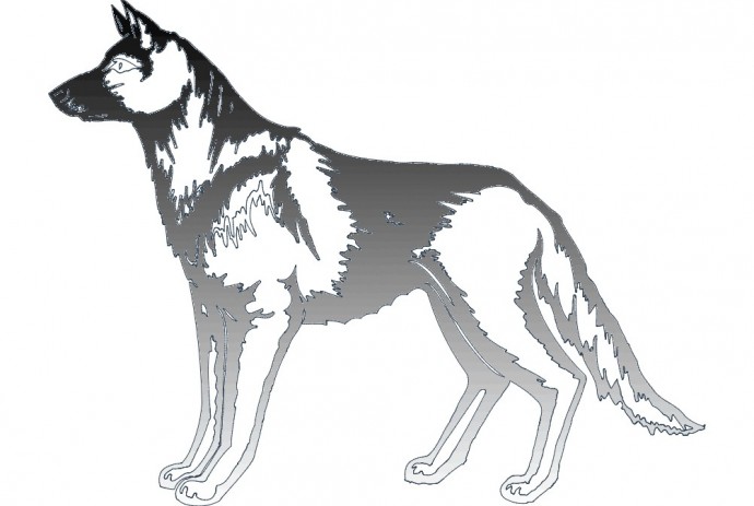 Скачать dxf - Немецкая овчарка черно белый трафарет собака рисунок черно
